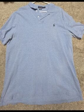 Ralph Lauren Men's Heather Light Blue Polo Shirt